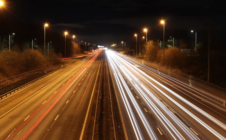 UK Motorway with Light from Cars